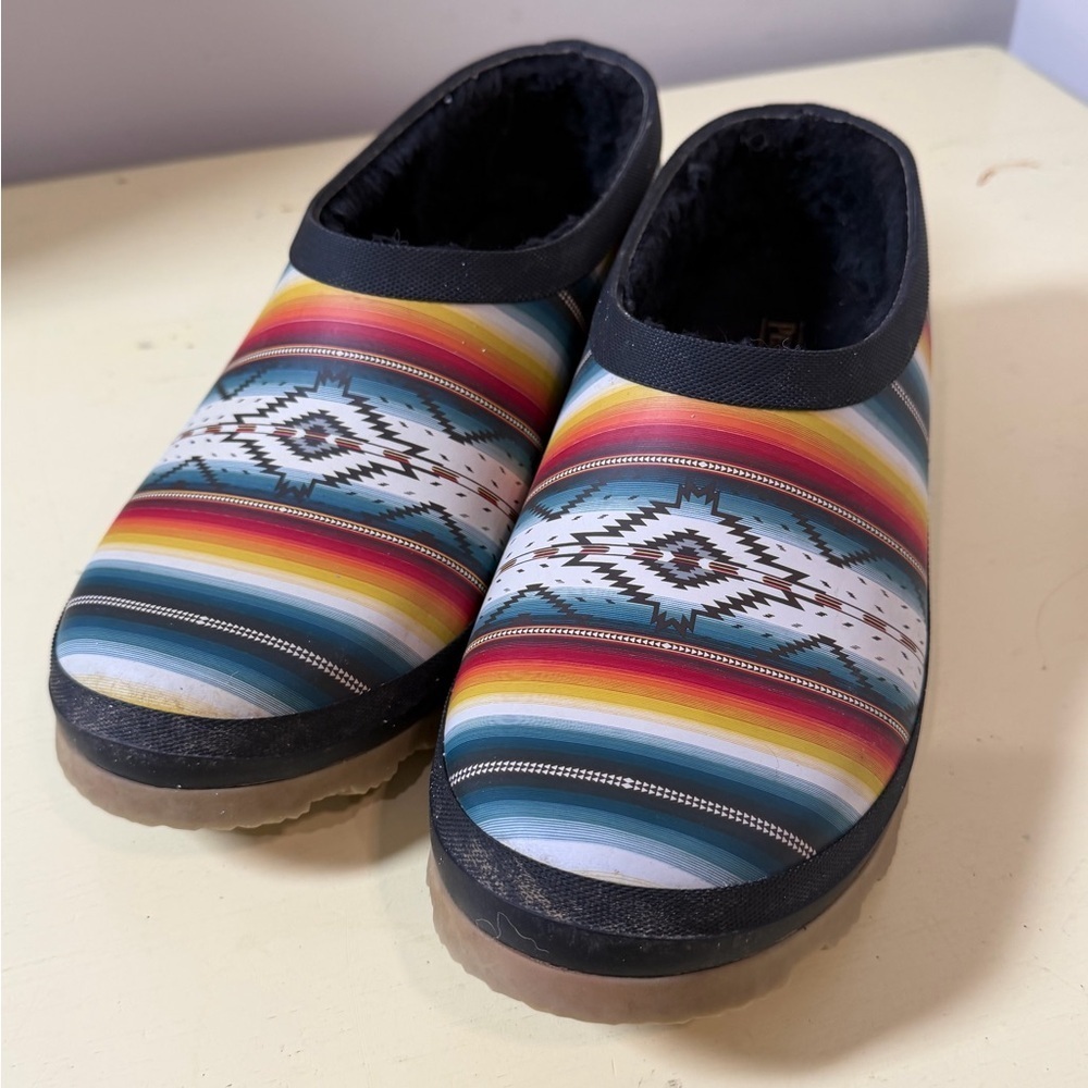 Pendleton Size 10 Saltillo Sunset Rubber Clogs Multicolor Slip-On Shoes